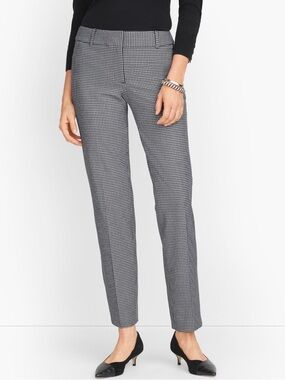TALBOTS HAMPSHIRE ANKLE DRESS PANTS HOUNDSTOOTH BLACK WHITE SIZE 6